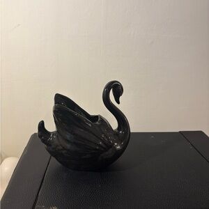 Black Ceramic Swan Planter/Vase